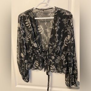 DYNAMITE SHEER FRONT TIE TOP